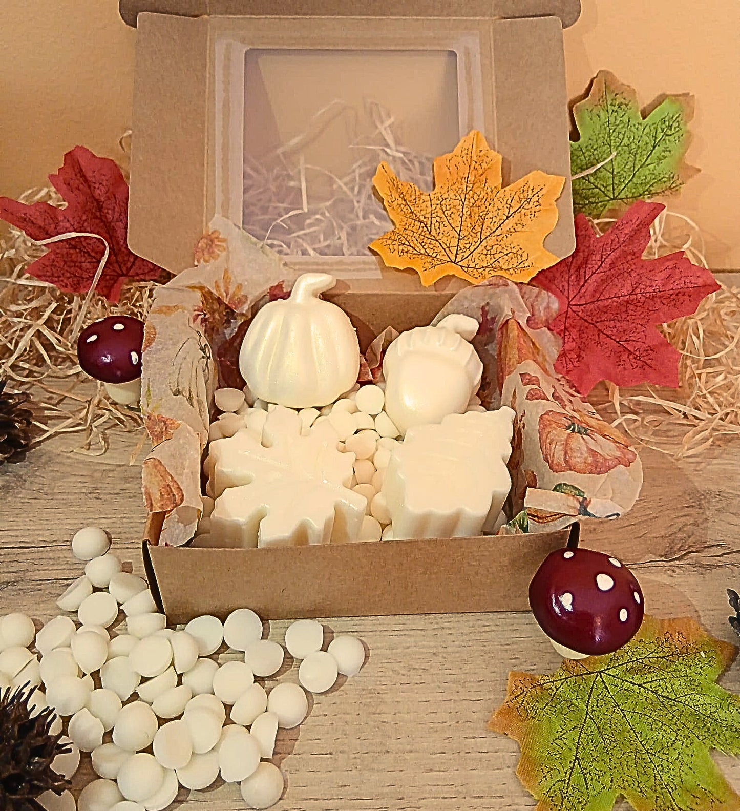 wax melts de cera de soja con aroma a calabaza especiada y bizcocho