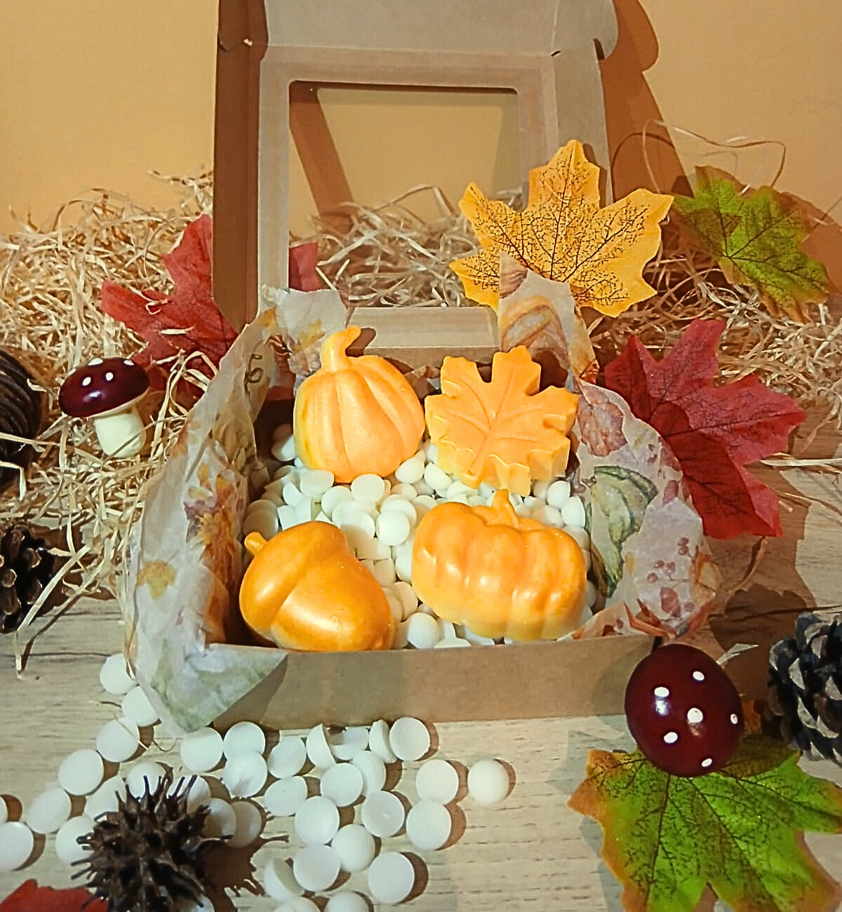 wax melts de cera de soja con aroma a naranja y canela